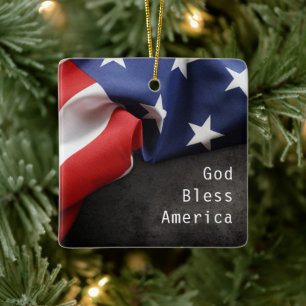 Ornamento De Cerâmica Bandeira Patriótica Americana