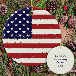 Ornamento De Cerâmica Bandeira Patriótica Americana Incomodada