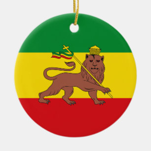 Ornamento De Cerâmica Bandeira rastafári na Etiópia Leão de Judah Pos