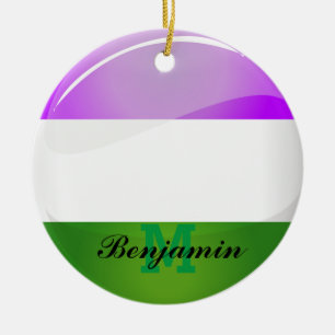 Ornamento De Cerâmica Bandeira redonda brilhante de Genderqueer