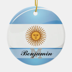 Ornamento De Cerâmica Bandeira redonda lustrosa de Argentina
