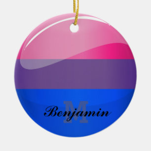 Ornamento De Cerâmica Bandeira redonda lustrosa do Bisexuality