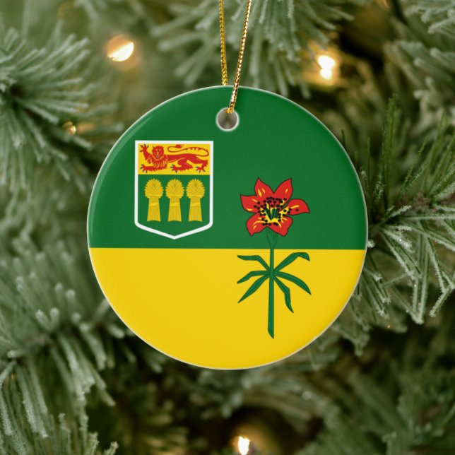 Ornamento De Cerâmica Bandeira Saskatchewan (CANADA) (Árvore)