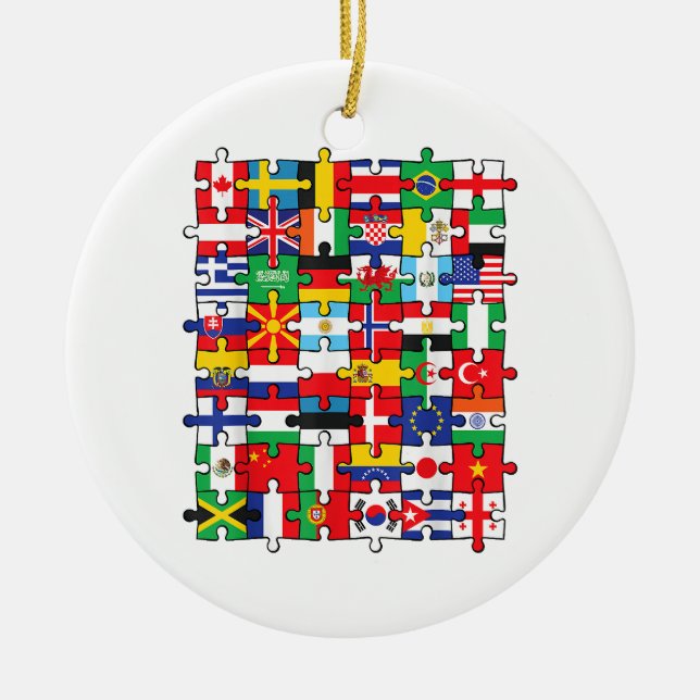 Ornamento De Cerâmica Bandeiras de países de bandeira internacional mund (Frente)