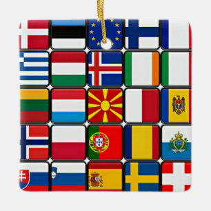 Ornamento De Cerâmica Bandeiras do Mundo