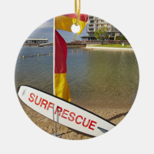 Ornamento De Cerâmica Bandeiras e quadro de resgate de surf