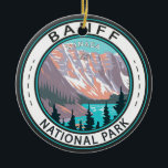 Ornamento De Cerâmica Banff National Park Moraine Lake Vintage<br><div class="desc">Banff National Park vetor trabalho de arte design. O parque é o primeiro parque nacional do Canadá e faz parte dos Parques de Montanha Rochosa do Canadá,  Patrimônio Mundial da UNESCO.</div>