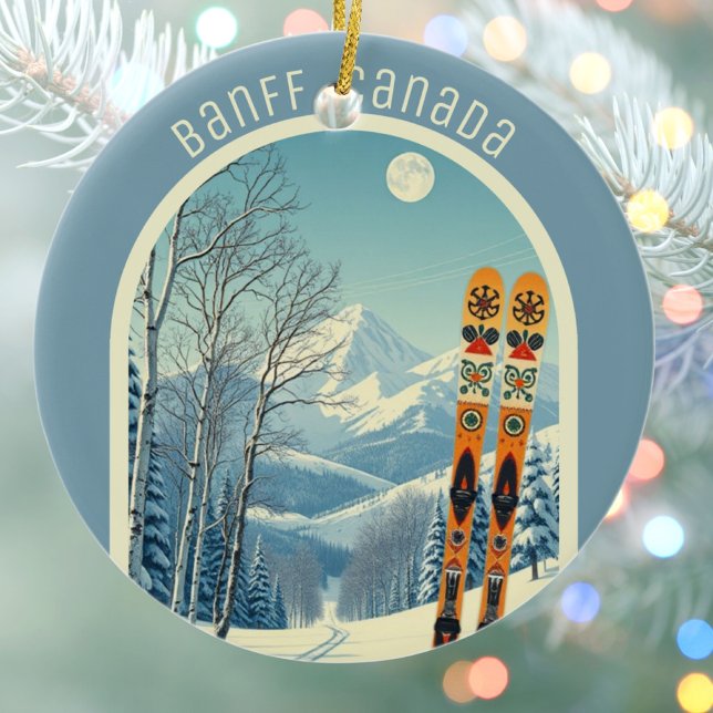 Ornamento De Cerâmica Banff Sunshine Village Canada ski souvenir  (Criador carregado)