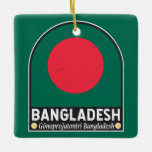 Ornamento De Cerâmica Bangladesh Flag Emblem Dissipado Vintage<br><div class="desc">Bangladesh angustiada emblema com a bandeira e o casaco de armas.</div>