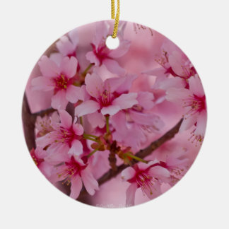 Ornamento De Cerâmica Banhado em flores de cerejeira japonesas cor-de-ro