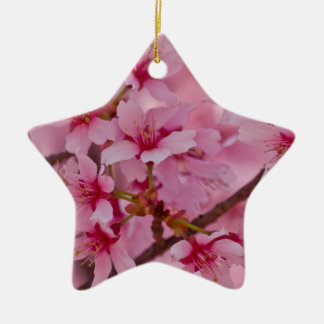 Ornamento De Cerâmica Banhado em flores de cerejeira japonesas cor-de-ro
