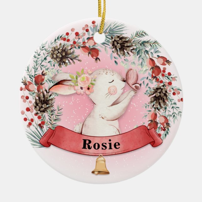 Ornamento De Cerâmica Banheira de Natal Personalizada (Frente)