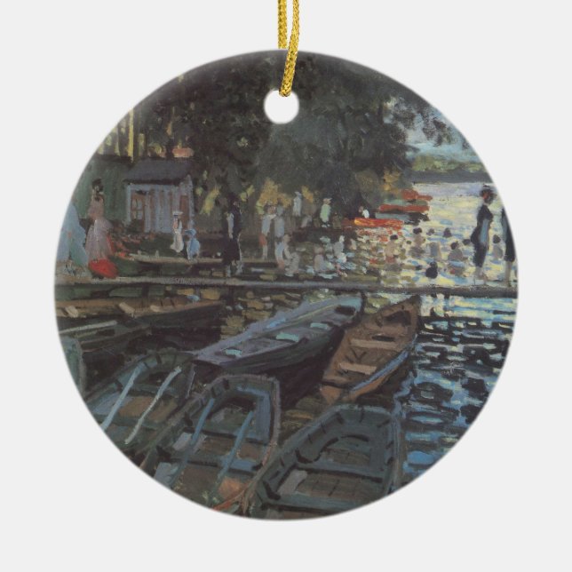 Ornamento De Cerâmica Banhistas em La Grenouillère de Claude Monet (Frente)