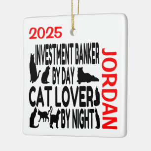 Ornamento De Cerâmica Banqueiro de Investimento Ama Gatos PERSONALIZADO