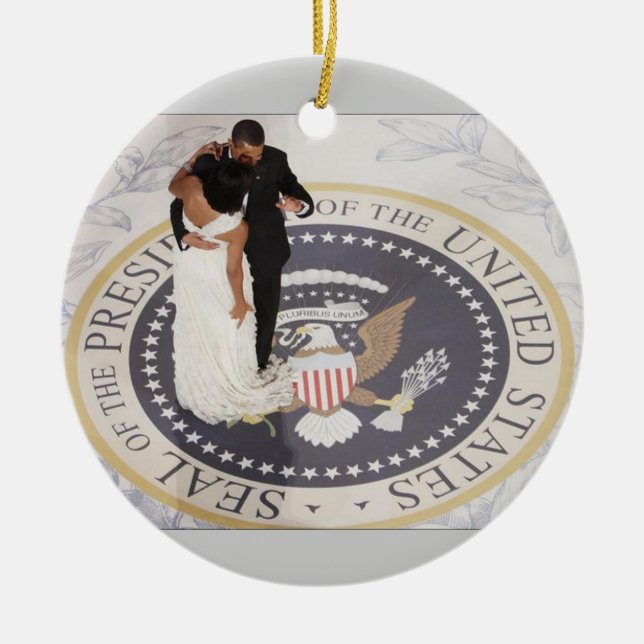 Ornamento De Cerâmica Barack e Michelle Obama (Frente)
