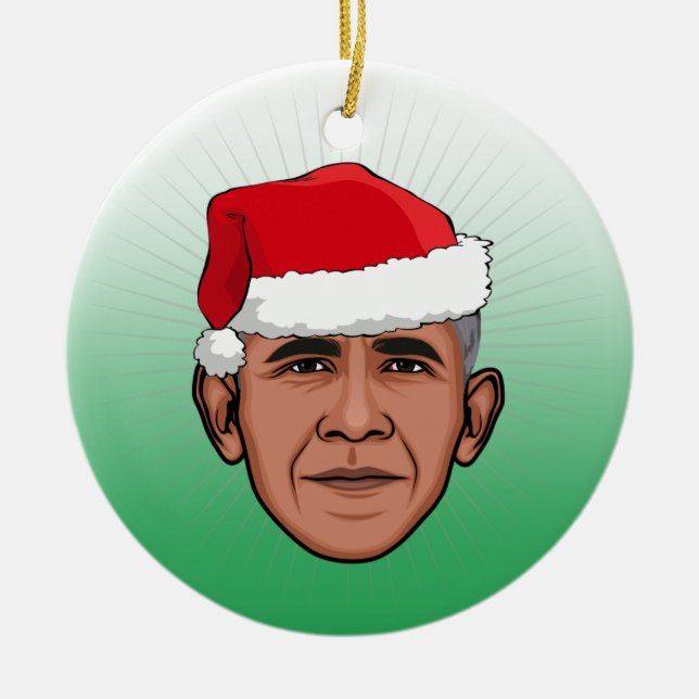 Ornamento De Cerâmica BARACK OBAMA Natal (Frente)