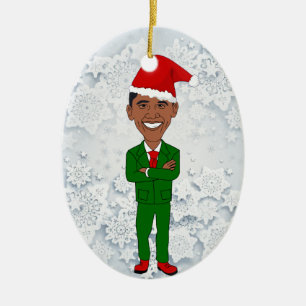 Ornamento De Cerâmica Barack Obama Santa