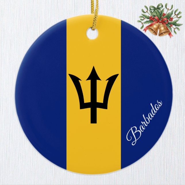 Ornamento De Cerâmica Barbados Christmas Ornament, Barbados Flag (Barbados Flag Ornament / Christmas, Barbados)