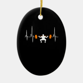 Ornamento De Cerâmica Barbell Weighthing Heartbeat Bodybuilding