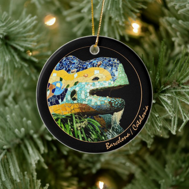 Ornamento De Cerâmica Barcelona Lizard, Park Guell, Catalunha/Gaudi (Árvore)