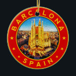 Ornamento De Cerâmica Barcelona, Spain, circle, red<br><div class="desc">Barcelona,  Spain,  circle,  red</div>