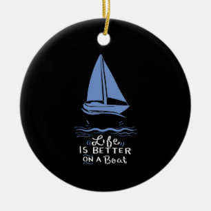 Ornamento De Cerâmica Barco à vela