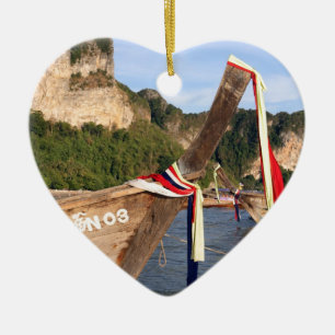 Ornamento De Cerâmica Barco de cauda longa tradicional em Krabi,