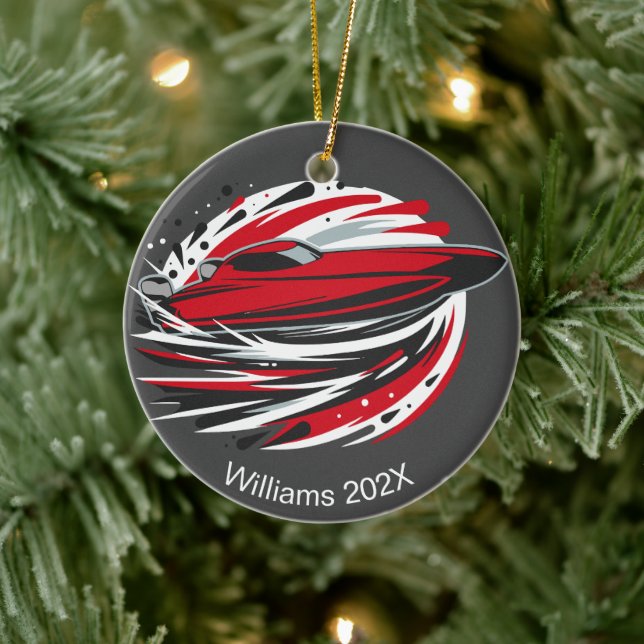 Ornamento De Cerâmica Barco Offshore Rápido Personalizado (Árvore)