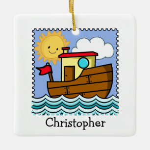 Ornamento De Cerâmica Barco Reboque Personalizado