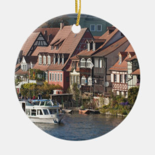 Ornamento De Cerâmica Barco turístico em Little Venice e Rio Regnitz