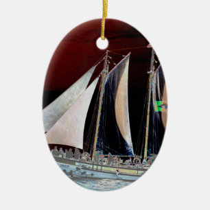 Ornamento De Cerâmica Barcos à Vela