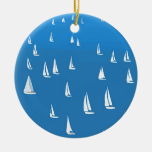 Ornamento De Cerâmica Barcos à vela no mar azul profundo - Barcos à vela