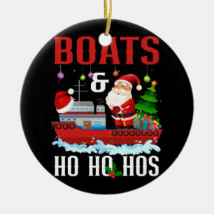 Ornamento De Cerâmica Barcos E Ho Hos Papais noeis De Natal Cruzando Hum