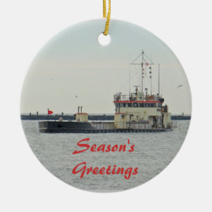 Ornamento De Cerâmica Barge dentro a entrada Season'sGreetings de