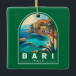 Ornamento De Cerâmica Bari Itália Viagem Art Vintage<br><div class="desc">Bari retro vetor viagem design. Bari é uma cidade portuária no Mar Adriático e a capital da região da Apúlia do Sul de Itália.</div>