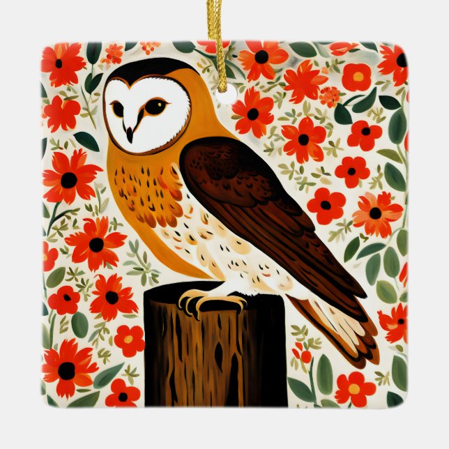 Ornamento De Cerâmica Barn Owl (Frente)