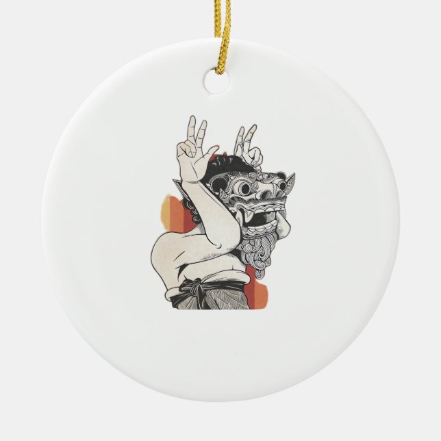 Ornamento De Cerâmica Barong Peekaboo (Frente)