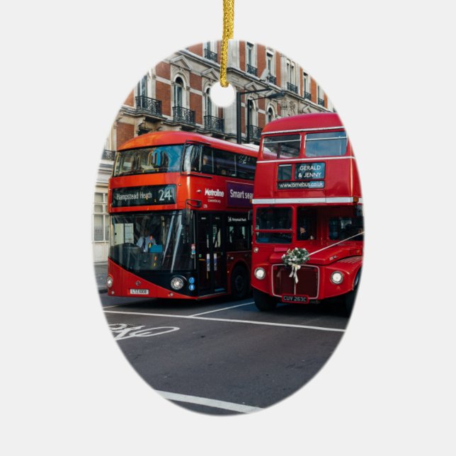 Ornamento De Cerâmica Barramento Red Double Decker (Frente)