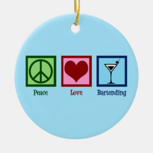 Ornamento De Cerâmica Bartending de Amor pela Paz
