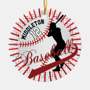 Ornamento De Cerâmica Baseball ⚾ Batter Design - Vermelho