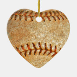 Ornamento De Cerâmica Baseball Branco Vintage com costura vermelha