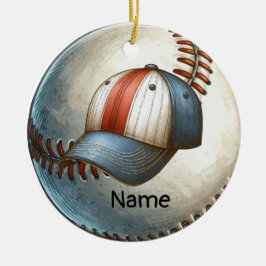 Ornamento De Cerâmica Baseball com Nome na bola para jogador