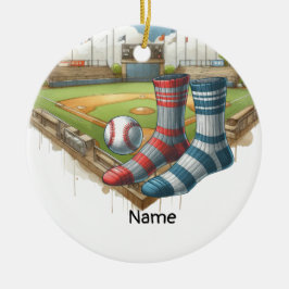 Ornamento De Cerâmica Baseball com Nome na bola para jogador