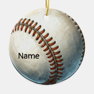 Ornamento De Cerâmica Baseball com Nome na bola para jogador