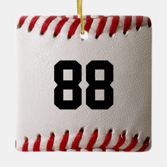 Ornamento De Cerâmica Baseball com número personalizável (Frente)