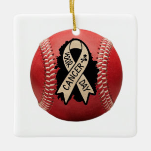 Ornamento De Cerâmica Baseball de consciência do cancer