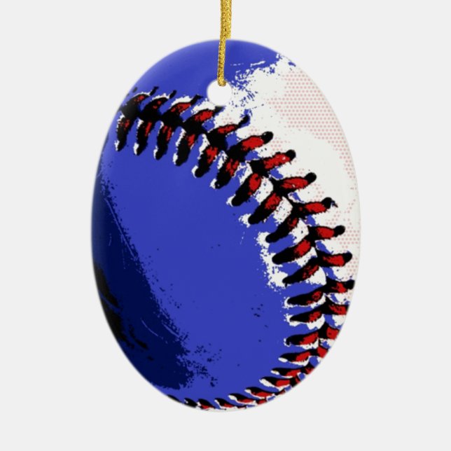 Ornamento De Cerâmica Baseball de pop Art (Frente)