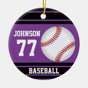 Ornamento De Cerâmica Baseball ⚾ Personalizado   Roxo e preto
