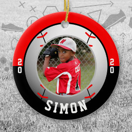 Ornamento De Cerâmica Baseball Red Black Team Colors