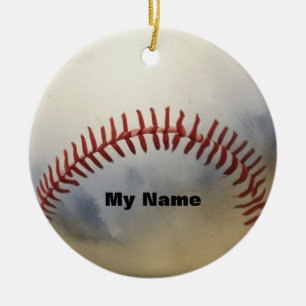 Ornamento De Cerâmica Baseball Seu Nome